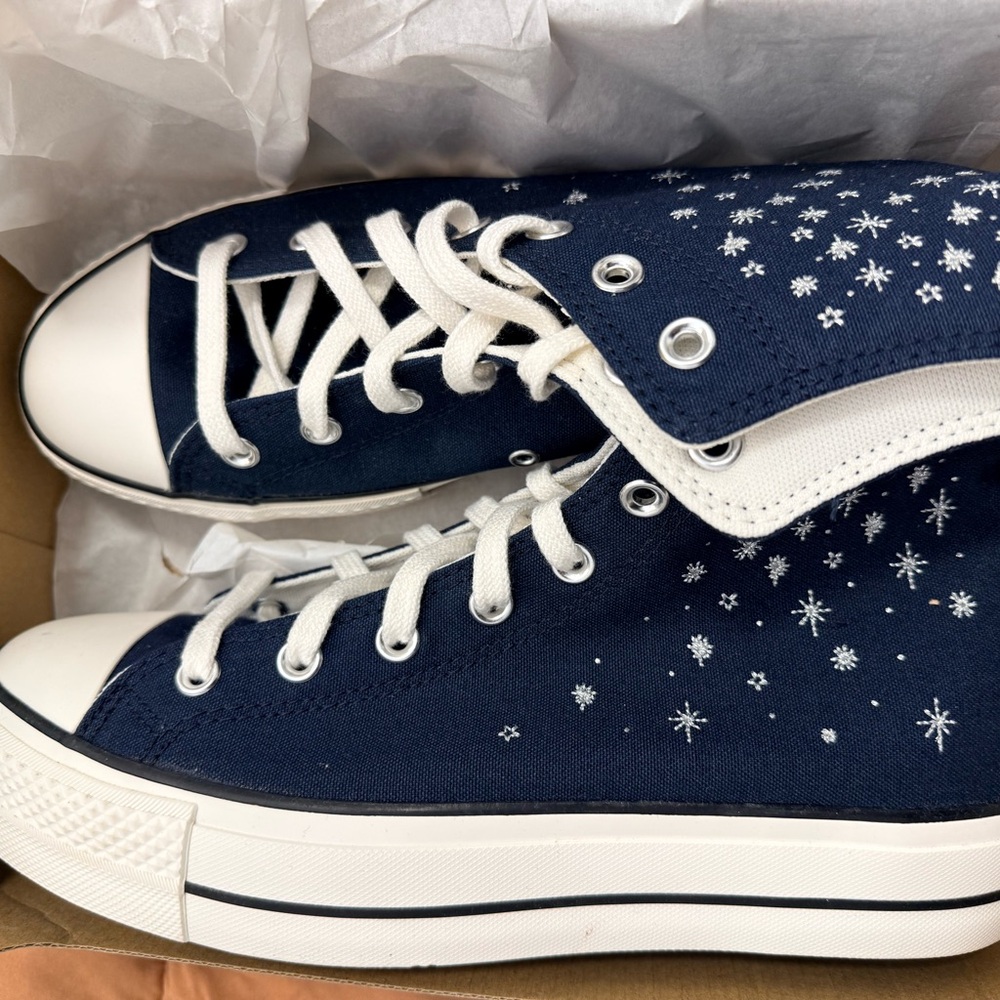 Converse Navy Star-Print Canvas High-Top Sneakers